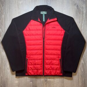 Like New LRL Ralph Lauren Active Womens Black/Red Fleece Quilted Full Zip Jacket